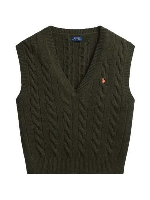 sleeveless pullover senza maniche a trecce olive Polo Ralph Lauren | 211-949994-502OLIVE UMBER HEATHER